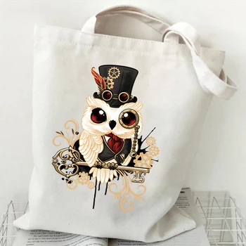Модные сумки с мультяшными животными, женская холщовая сумка с совой, женская сумка из супермаркета, боковая сумка для дам, горячая распродажа, Подростковая сумка для покупок