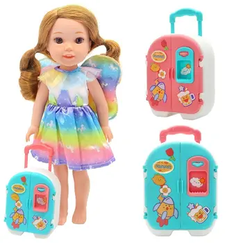 Модный кукольный чемодан, Новый игровой дом, Мультистайловая мебель для кукольного домика, Аксессуары, Детские игрушки, Кукольный багаж, 20 см Хлопковая кукла