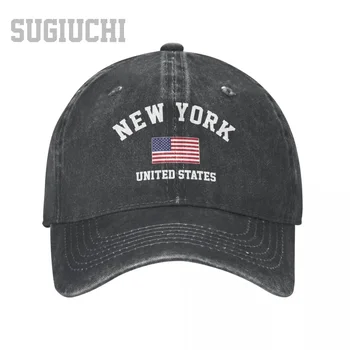 Мужская бейсболка Нью-Йорк, США, Город США, Джинсовая ткань, выстиранная углем, Классическая винтажная хлопковая шляпа папы-дальнобойщика, унисекс для взрослых