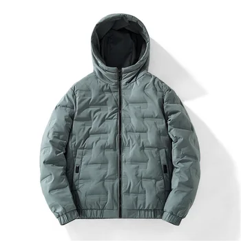 Мужская зимняя плюс Бархатная куртка-парка с капюшоном, зимнее пальто с хлопковой подкладкой