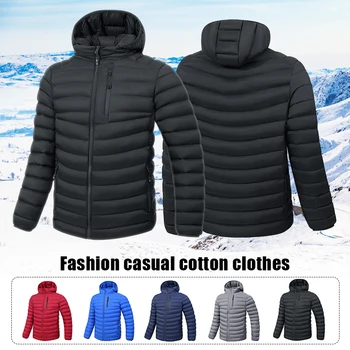 Мужская куртка, Зимняя Теплая куртка с капюшоном на молнии, Модная Повседневная Уличная одежда, Ветрозащитное мужское пальто с хлопковой подкладкой M-4Xl