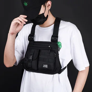 Нагрудная сумка, уличная одежда в стиле хип-хоп, поясная сумка большой емкости, унисекс, спортивная повседневная жилетная сумка для мужчин, тактический жилет с несколькими карманами, рюкзак