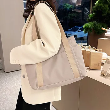 Новая женская сумка 2023 года, японская однотонная сумка-тоут, повседневная простая сумка для мамы, холщовая сумка