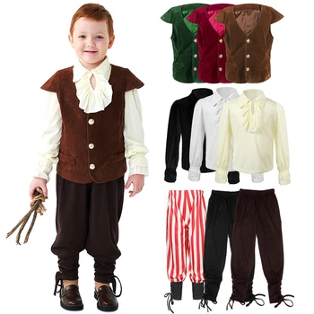 НОВЫЙ костюм Мальчика-первопроходца в колониальном стиле, историческая одежда ранних американцев, Карнавал, Маскарадное платье на Хэллоуин