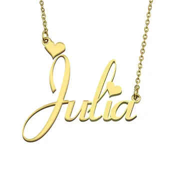 Ожерелье с инициалами Джулии для женщин, Персонализированный Золотой кулон из нержавеющей стали, Подарок для девочек на Годовщину свадьбы