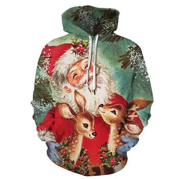 Осенне-зимняя мужская новая толстовка с капюшоном, 3D Рождественская атмосфера, Модный пуловер с цифровой печатью, повседневная популярная уличная одежда