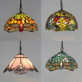 Подвесные светильники из витражного стекла Tiffany Grape, Винтажный Средиземноморский Подвесной светильник, декор для гостиной, Подвесной светильник, Подвесной светильник