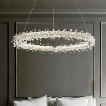 Постмодернистские Роскошные Подвесные светильники с кристаллами K9 в стиле арт-деко, круглая Люстра для гостиной, подвесной светильник для гостиной, светодиодные светильники