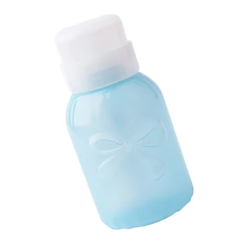Пресс-бутылка С Запирающимся Насосом-Дозатором Многоразового Использования, Пустая Бутылка для Жидкости для Снятия Лака для Ногтей, Квадратная, Синяя
