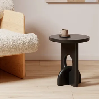 Приставной столик из массива дерева в стиле Ваби-саби, черный, современный минималистичный диван типа 