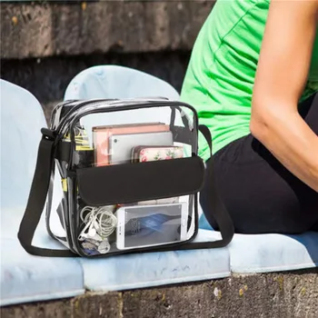 Прозрачная пластиковая сумка-тоут, женская прозрачная ПВХ водонепроницаемая сумка через плечо, женская женская сумочка на молнии, безопасность стадиона