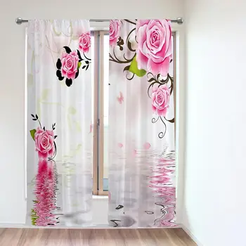 Прозрачные шторы с цифровой печатью Roses для гостиной, спальни