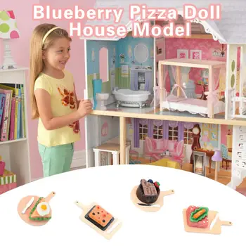 Прочный миниатюрный кукольный домик, декоративный кукольный домик, Миниатюрная экологически чистая модель кукольного домика для пиццы с черникой, украшение