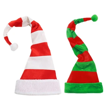 Рождественская шляпа Полосатая шляпа Санта-Клауса Рождественская шляпа Рождественская шляпа Санта-Клауса Забавная праздничная шляпа для взрослых унисекс новогодний праздник
