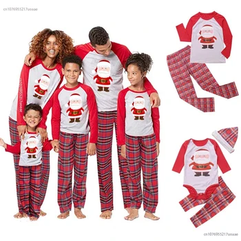 Рождественский комплект одежды для семьи с рисунком Санта-Клауса, Пижамный комплект для мамы, дочки, папы, Сына, маленьких Детей, Новогодняя Рождественская домашняя одежда, пижамы