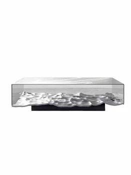 роскошный простой пульсирующий стеклопластик, армированный стекловолокном, прозрачный стеклянный волнистый край, несколько чайных столиков для гостиной в стиле современного искусства wind