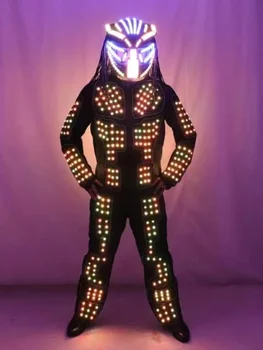 Светодиодные костюмы роботов Осветительный костюм светодиодный костюм робота Карнавальный фестивальный наряд Одежда для выступлений танцовщиц