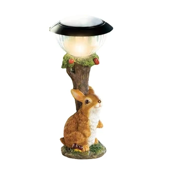 Светодиодный Солнечный свет, фигурка кролика из смолы, Уличная садовая лампа для газона, украшения для двора, милые декоративные лампы с эльфийскими животными, долговечные