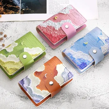 Симпатичная мультяшная сумка для карт в стиле масляной живописи из искусственной кожи большой емкости, 26 внутренних слоев, сумка для хранения банковских карт, детский кошелек, держатель для карт