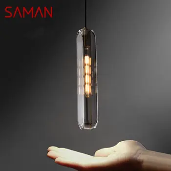 Современные латунные подвесные светильники SAMAN LED Simply Creative Crystal Дымчато-Серый Подвесной светильник для домашнего декора прикроватной тумбочки в спальне