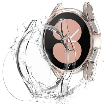 Стекло + Чехол для Samsung Galaxy watch 4/5 40 мм 44 мм аксессуары 4 classic PC универсальная защитная пленка для экрана Galaxy watch 5 Pro 45 мм