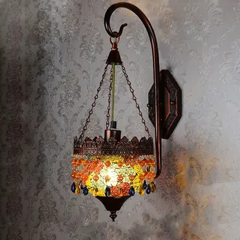 Турецкий настенный светильник в Средиземноморском богемном стиле, Ретро Домашний декор для бара, кафе, столовой, светодиодные светильники, светильник для коридора, балкона
