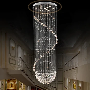Хрустальная люстра Современная эффектная светодиодная спиральная шаровая капля дождя K9 Потолочный светильник Гостиная Коридор отеля фойе