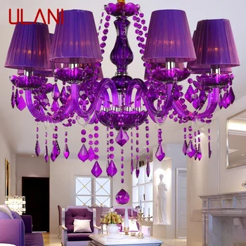 Хрустальная подвесная лампа ULANI в европейском стиле, Фиолетовая свеча, Роскошная гостиная, Ресторан, спальня, Магазин одежды, Люстра