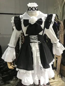 Черные, белые, шоколадные костюмы на Хэллоуин, юбка горничной с французским бантом для девочек, женский костюм Амины для косплея, костюмы официантки для вечеринок