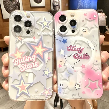 Чехол Pink Stars anb Rainbow Case Для Samsung Galaxy S23 S22 Ultra S21 S20 Plus FE Note 20 10 Magsafe С Магнитной Беспроводной Зарядкой